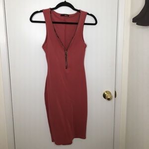 Sexy Bodycon Dress worn Zipper Front